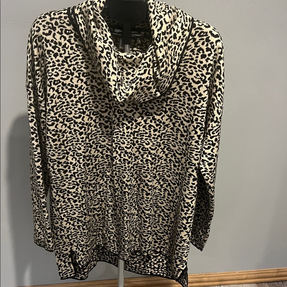 Calvin Klein Animal Print Cowl Neck Sweater (327)